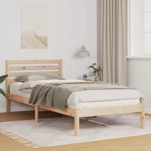 Ágykeret fejtámlával Barna 90 x 220 cm Tömör fenyőfa