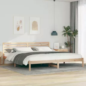 Ágykeret fejtámlával Barna 200 x 220 cm Tömör fenyőfa