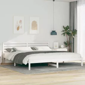 Ágykeret fejtámlával Fehér 200 x 220 cm Tömör fenyőfa