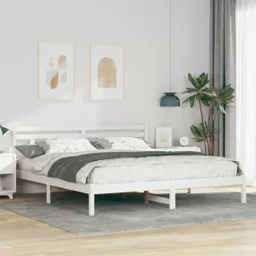 Ágykeret fejtámlával Fehér Tömör fenyőfa