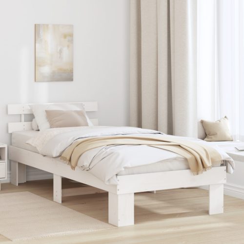 ágykeret fejtámlával fehér 75x190 cm Tömör fa fenyő