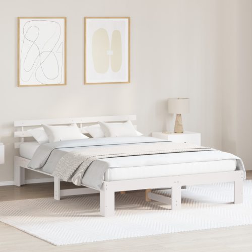 Fa Ágykeret Fehér Fa 140 x 200 cm Tartós Minimalista Ágykeret