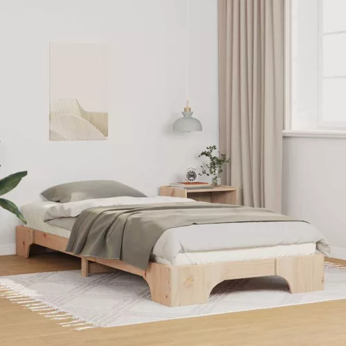 Földi ágykeret tárolóval Barna 90 x 210 cm Tömör fenyőfa