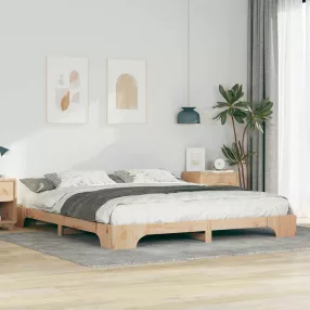 Földi ágykeret Barna 180 x 210 cm Tömör fenyőfa