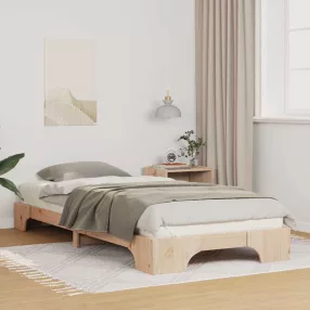   Földi ágykeret tárolóval Barna 90 x 220 cm Tömör fenyőfa