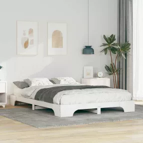   Földi ágykeret tárolóval Fehér 140 x 220 cm Tömör fenyőfa