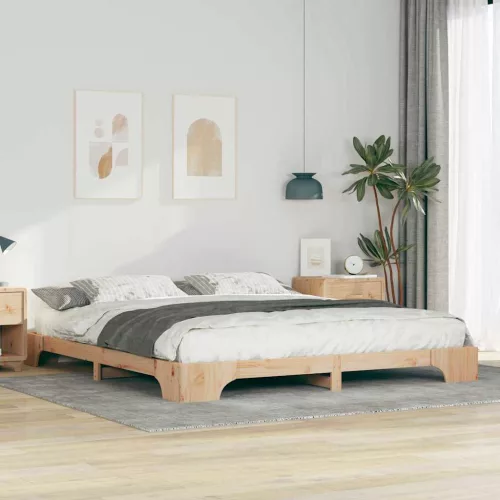 Földi ágykeret tárolóval Barna 180 x 220 cm Tömör fenyőfa