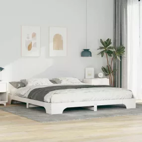   Földi ágykeret tárolóval Fehér 180 x 220 cm Tömör fenyőfa