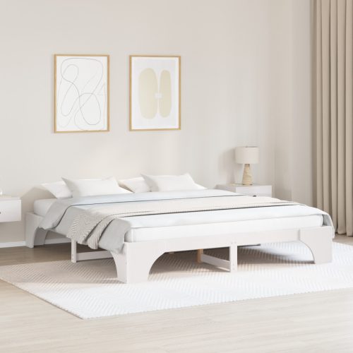 Ágytartó Fehér Tömörfa 200 x 200 cm Egyszerű Ágytartó