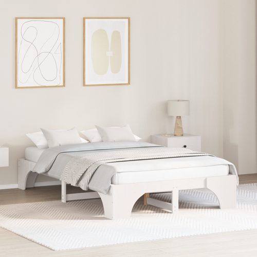 Ágykeret Fehér Fa 120 x 200 cm Tartós Ágykeret Téglalap alakú