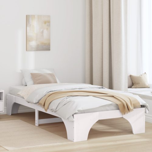 Ágykeret Fehér Tömör fenyőfa 80 x 200 cm Minimalista Ágykeret