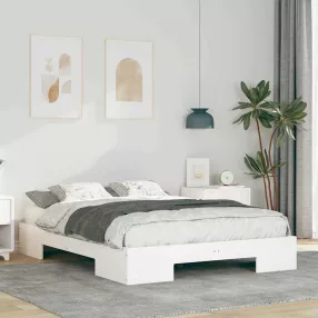  Földi ágykeret tárolóval Fehér 120 x 190 cm Tömör fenyőfa