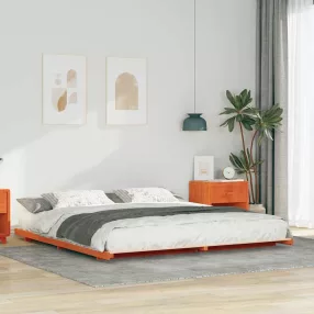Földi ágykeret Viaszbarna 180 x 210 cm Tömör fenyőfa