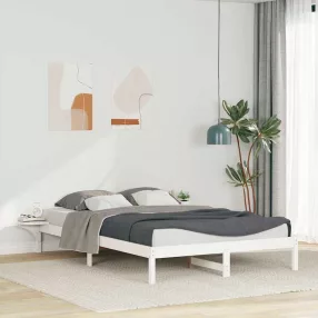   Ágykeret éjjeliszekrényekkel Fehér 160 x 220 cm Tömör fenyőfa