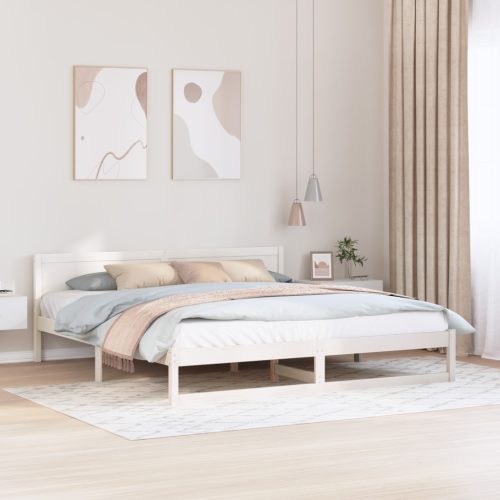 Ágykeret Fehér Fa 200 x 200 cm Tartós Minimalista ágykeret