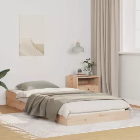 vidaXL Ágykeret Természetes 100 x 210 cm Tömör fenyőfa