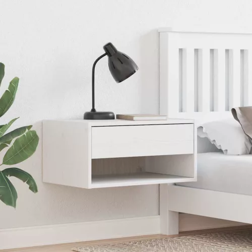 Éjjeli asztal 2 pcs Fehér 50 x 32.5 x 24 cm Tömör fenyőfa