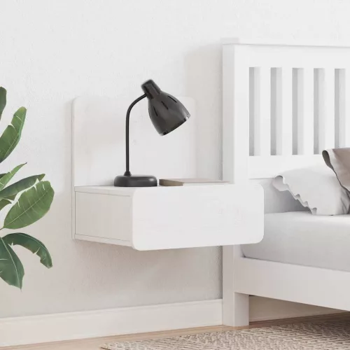 Éjjeli asztal fiókkal Fehér 44 x 32.5 x 40 cm Tömör fenyőfa