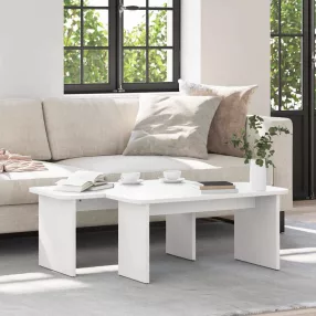   Dohányzóasztal 2 pcs Fehér 100 x 69 x 35.5 cm Tömör fenyőfa