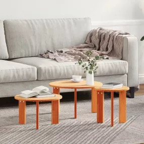 Dohányzóasztal 3 pcs Viaszbarna 47.5 x 47.5 x 27 cm