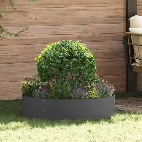 vidaXL Ültető gyűrű Fekete 80 x 80 x 20 cm Hidegen hengerelt acél