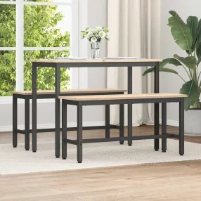   vidaXL Étkező padok 2 pcs Természetes 100 x 32,5 x 49 cm Tömör fenyőfa