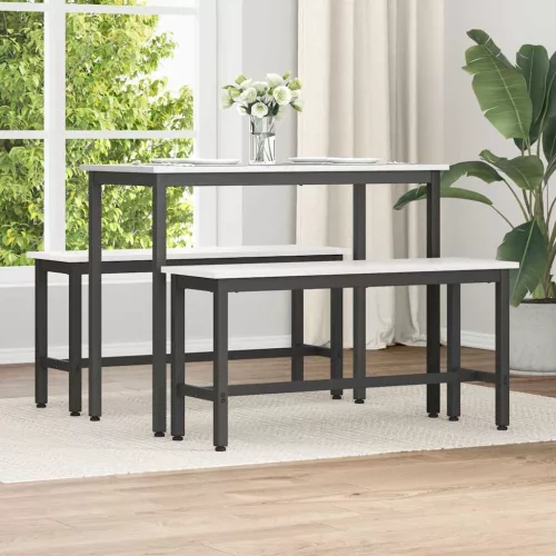 vidaXL Étkező pad 2 pcs Fehér 100 x 32,5 x 49 cm Tömör fenyőfa