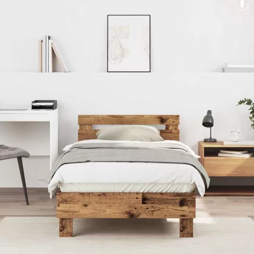 vidaXL Ágykeret fejtámlával Öreg fa 193 x 95 x 88 cm Faanyag