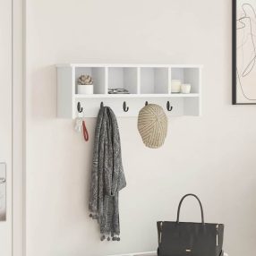 Fali Kabáthorog polcokkal Fehér 75 x 16 x 26 cm Faanyag