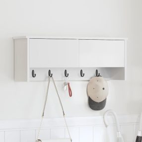   Fali Kabáthorog polcokkal ajtóval Fehér 80 x 20 x 30 cm Faanyag