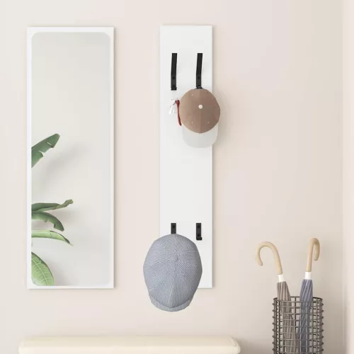 Fali Kabáthorog tárolóval Fehér 20 x 1.5 x 100 cm Faanyag