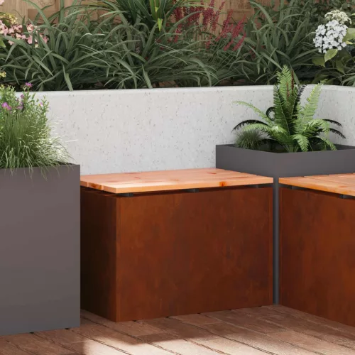 Kerti pad 1 -Seater 60 x 40 x 43 cm időjárásálló acél Rozsdás