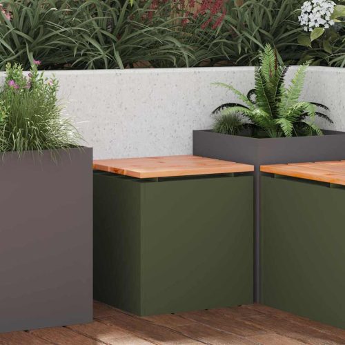 Kerti pad Oliva zöld 40 x 40 x 43 cm Acél