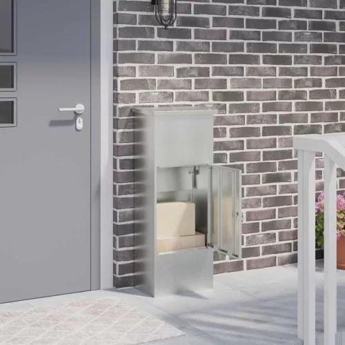 vidaXL Csomagzáró doboz Fekete 44,5 x 29 x 110,5 cm Horganyzott acél