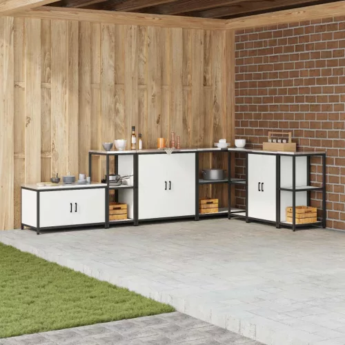 vidaXL Konyhai Tárolás polcokkal tárolóval Fehér 40 x 50 x 92 cm Acél