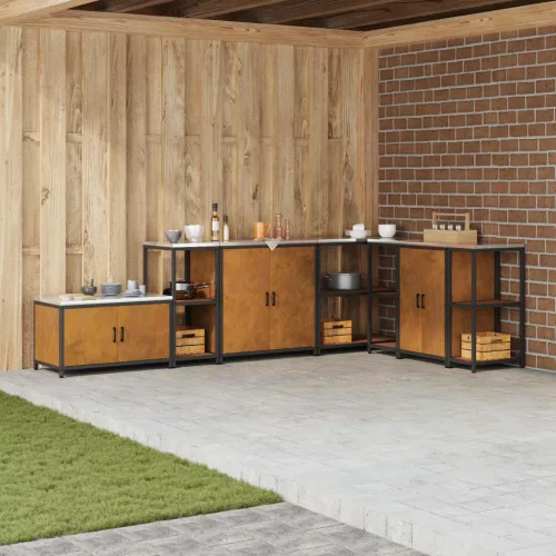 vidaXL Konyhai Tárolás polcokkal Rozsdás 40 x 50 x 92 cm Acél