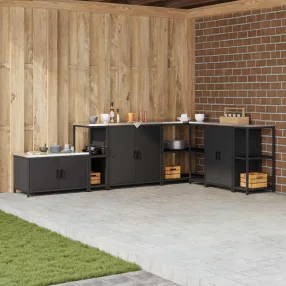   vidaXL Konyhai Tárolás polcokkal tárolóval Fekete 30 x 50 x 92 cm Acél