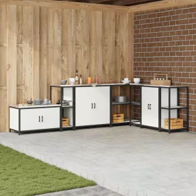   vidaXL Konyhai Tárolás polcokkal tárolóval Fehér 30 x 50 x 92 cm Acél