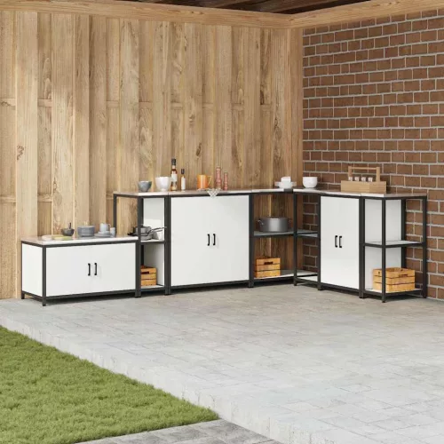 vidaXL Konyhai Tárolás polcokkal tárolóval Fehér 30 x 50 x 92 cm Acél