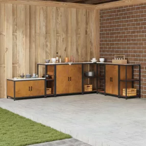   vidaXL Konyhai Tárolás polcokkal Rozsdás 30 x 50 x 92 cm Acél