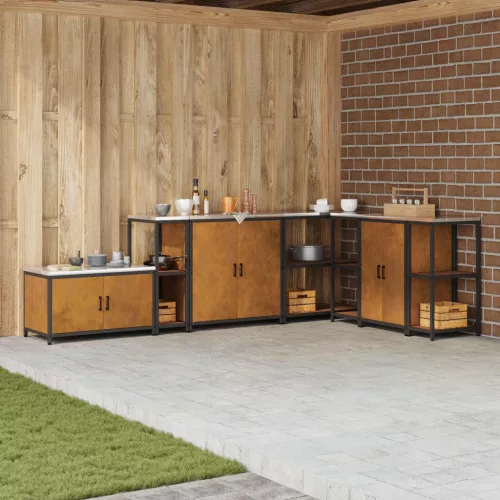 vidaXL Konyhai Tárolás polcokkal Rozsdás 30 x 50 x 92 cm Acél