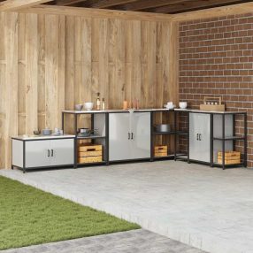   Konyhai tárolószekrény polcokkal ajtóval Ezüst Horganyzott acél