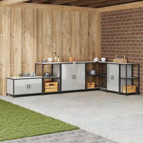 Konyhai tárolószekrény polcokkal ajtóval Ezüst Horganyzott acél