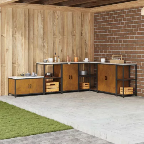 vidaXL Konyhai Tárolás polcokkal ajtóval Rozsdás 60 x 50 x 92 cm Acél