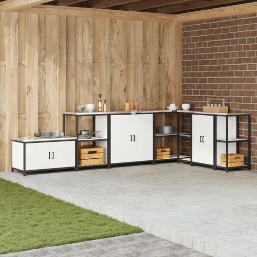 vidaXL Konyhai Tárolás polcokkal tárolóval Fehér 90 x 50 x 53 cm Acél