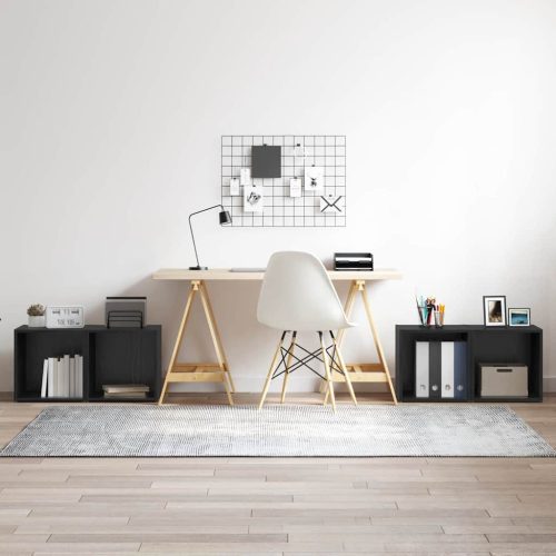 TV szekrény 4 pcs Fekete 37 x 35 x 37 cm Faanyag