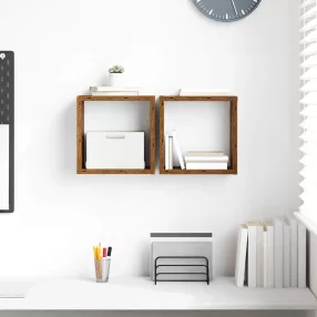 Fali Polcok polcokkal 2 pcs Régi fa 26 x 15 x 26 cm Faanyag