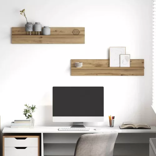 Falpolcok 2 pcs kézműves tölgy 80 x 11.5 x 18 cm Faanyag