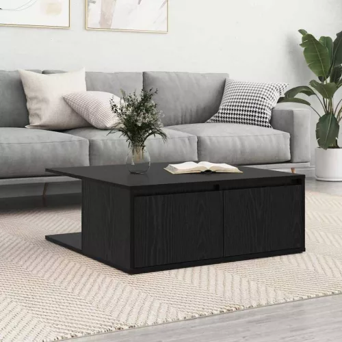 Dohányzóasztal with Drawer Musta tammi 80 x 80 x 31 cm Faanyag