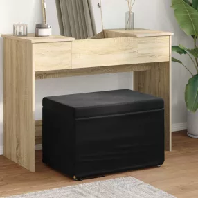   vidaXL Zsámoly Fekete 61 x 41 x 40 cm Bársony és Műanyag Fa